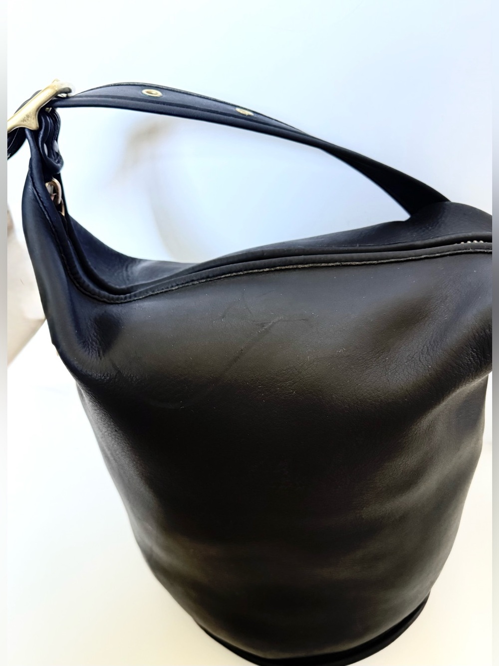 Vintage Coach 9085 Leather XL Duffle Bag Black Feed Sac Bucket Purse USA - Picture 15 of 15